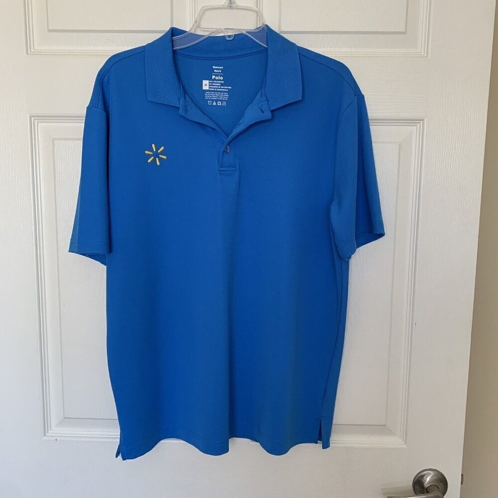 Walmart Polo Mens Size Medium Blue Employee Uniform Shirt EUC